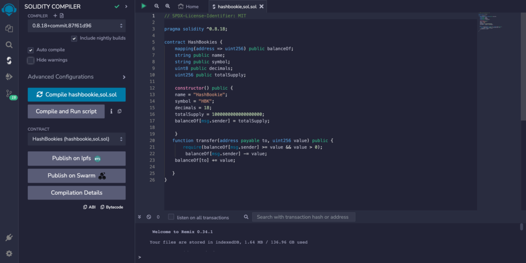 compiling solidity contract in Remix IDE
