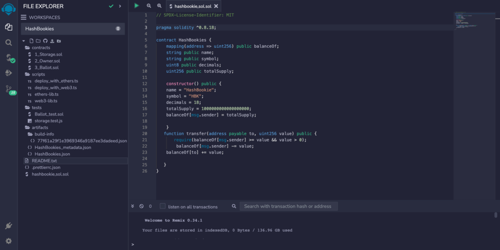 writing solidity contract in Remix IDE